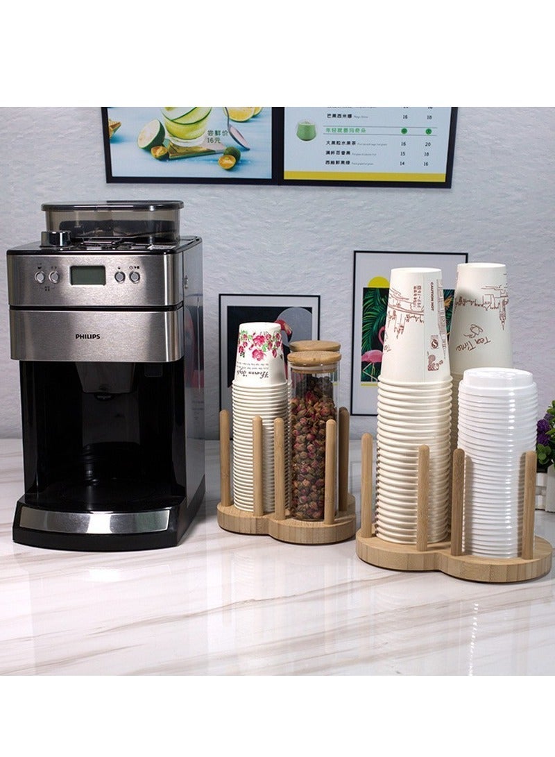 Beauenty Bathroom Cup Dispenser 3oz Bamboo Cups Holder Wooden Disposable Cup Organizer Disposable Paper Cup Holder for Bathroom Sink Counter/Mouthwash Cups - Image 4